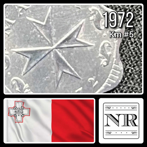 Malta - 2 Mils - Año 1972 - Km #5 - Cruz Malta - Alveolada