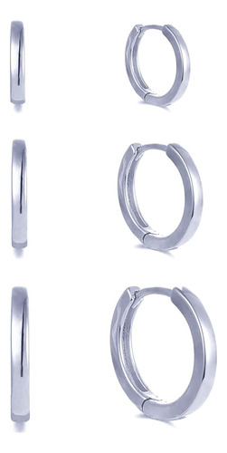 Cusua 3 Pares De Pendientes De Aro De Plata Para Hombre Y Mu