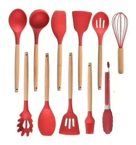 Set 12 Utensilios De Cocina Silicona Resistente Calor – Rosado –  Schaffhausen