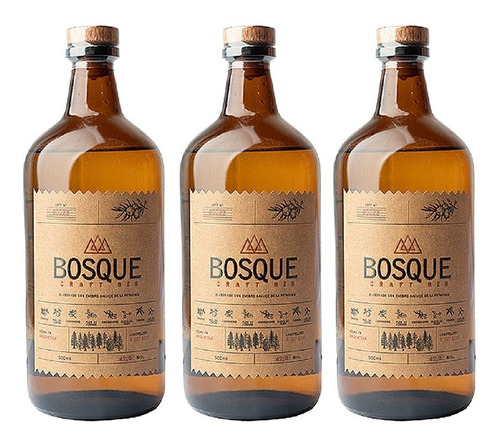 Imagen 1 de 9 de Gin Bosque Craft Pack X3 Botellas 500ml