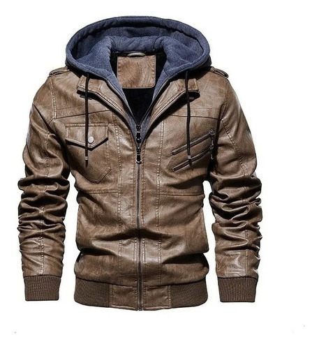 Chaquetas Elegantes Con Capucha Couro Para Motociclismo