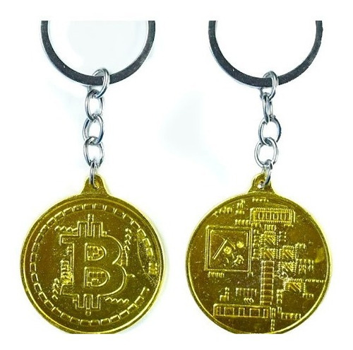 Llavero Colgante Cadena Bitcoin Tipo Moneda Krypto Dorada