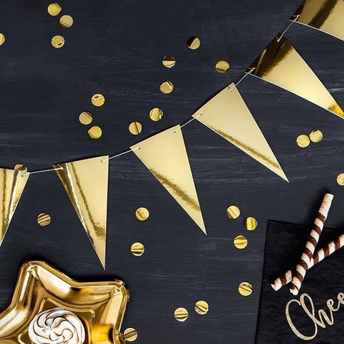Imagen 6 de 6 de Banderines Decorativos Metálicos Dorado O Plateado