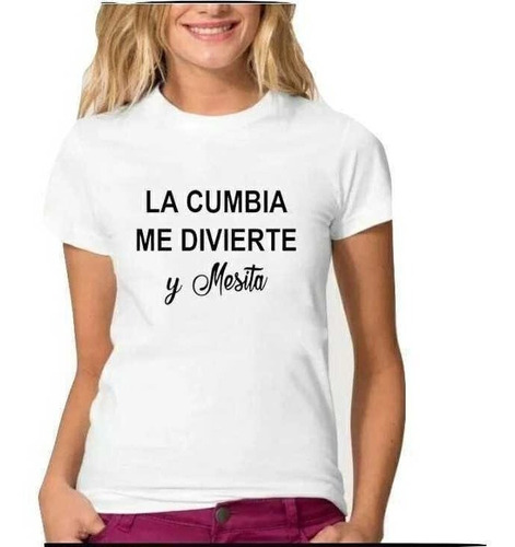 Polera La Cumbia Me Divierte Y Mesita Blanca