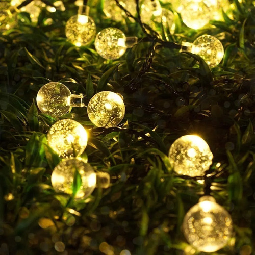 Imagen 4 de 8 de Luces Guirnalda Navidad 50 Led Bolita Cristal 5 Mt A Pila-*