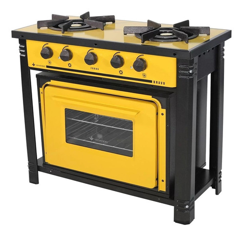 Fogão À Gás 2 Bocas Com Forno Linha Bravo Br2bf Venâncio Cor BR2BFAM - Amarelo