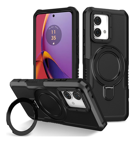 For Motorola Moto G84 Rotatable Ring Stand Hard Back Case -z