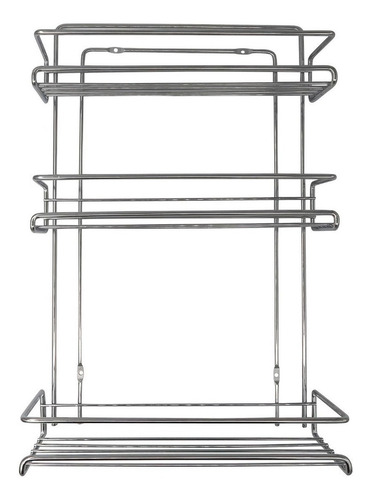 Especiero Organizador Para Puerta Colgante 3 Niveles Cromado Color Plateado