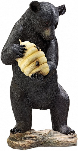 Diseño Toscano Beehive Oso Negro Spitter Estatua Piped, A To