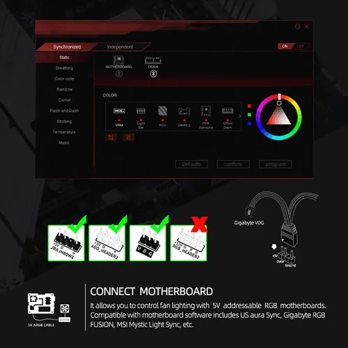 Controlador Rgb Inteligente Pwm Ventilador De Control Negro