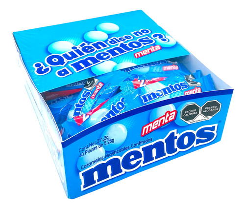 Caramelo Suave Mentos Bipieza Menta 40 Piezas