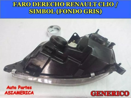 Faro Derecho Renault Clio Symbol Fondo Gris (manual)