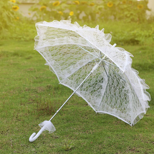 Automático Paraguas de Boda Ideal para la Lluvia y el Sol Paraguas de Novia Blanco Paraguas de Novia Perletti de Encaje 