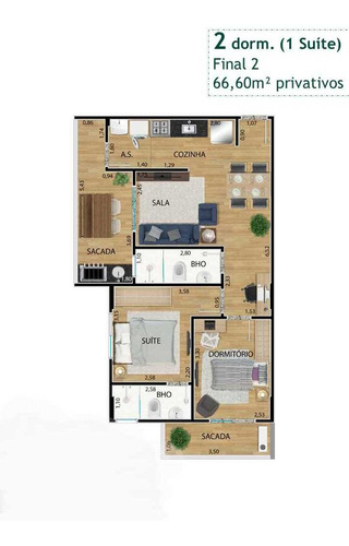 Imagem 8 de 10 de Apartamento 2 Dormitóris No Guilhermina C/ Entrada Parcelada