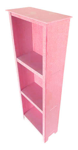 Estante Multiuso 3 Divis Modelo Liso 46x22x130 Mdf Pintado Cor Rosa Bebê