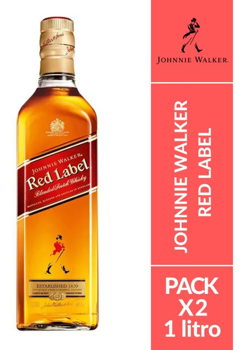 Whisky Johnnie Walker Red Label 1lt. - Pack X 2 Unidades