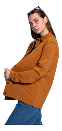 Camisaco Mujer Abrigo Liso Básico Camisa Shaffe