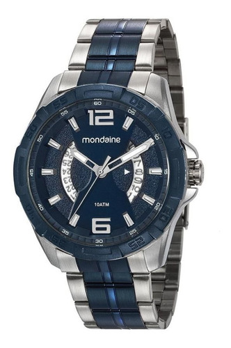 Relógio Mondaine Masculino Luxo Calendário Azul 100 Metros