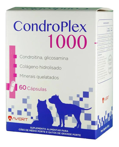 Avert Condroplex 1000 Mg - Suplemento Para Cães Médios