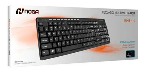 Teclado Con Cable Pc Usb Noga Nkb-410 Notebook Multimedia Ep Idioma Español Latinoamérica Color Del Teclado Negro