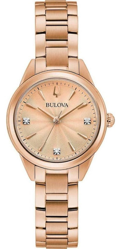 Bulova Para Mujer Correa De Acero Inoxidable De Cuarzo, Oro 