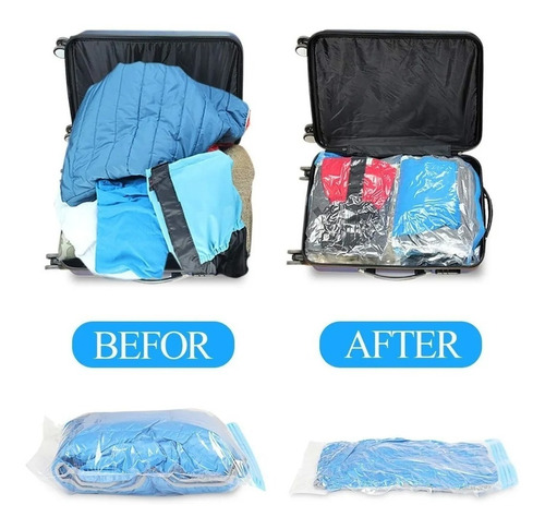 Imagen 5 de 6 de Bolsa Para Guardar Ropa Al Vacio Ahorra Espacio 60x80 Cm