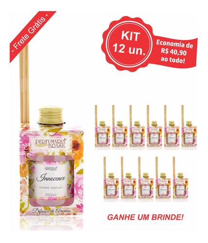 Difusor De Aromas 250 Ml Allegra - Kit 12 Unid.