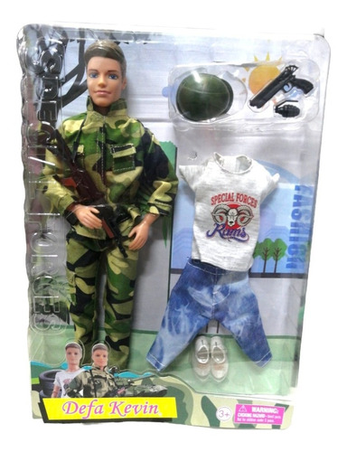 Muñeco Ken Con Accesorios Defa Kevin Militar 8412