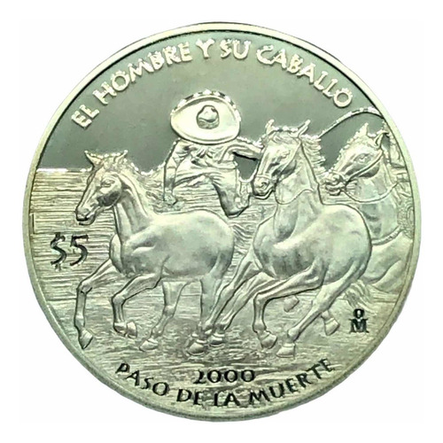 Pristine Moneda Plata 5 Pesos  Paso De La Muerte Año 2000
