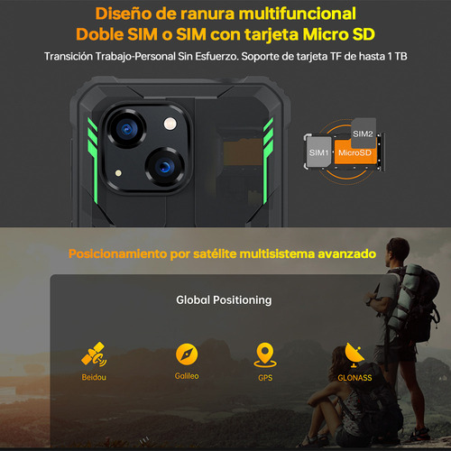 Oukitel Celular Oukitel G2 16(4+12)ram 64gb Rom Dual Sim 6300mah Smartphone Resistente Android 14 /otg/compass/amplificador De Sonido