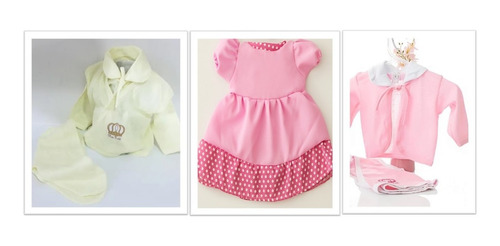 Imagem 4 de 6 de 1 Vestido + 2 Pijaminhas Para Bebê Reborn Roupinha Enxoval