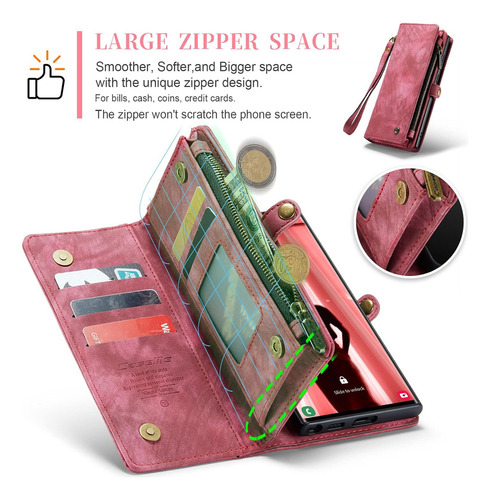 B Funda De Piel Con Tapa For Samsung Galaxy S22 Ultra