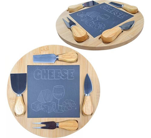 Set Para Quesos Tabla De Picar Con Utensilios Para Picadas 