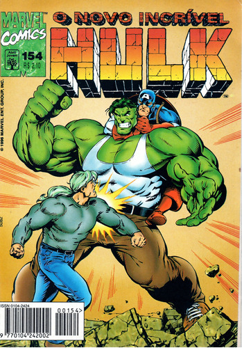 O Novo Incrível Hulk N° 154 - 84 Páginas Em Português - Editora Abril - Formato 13,5 X 19 - Capa Mole - 1996 - Bonellihq Cx03 Abr24