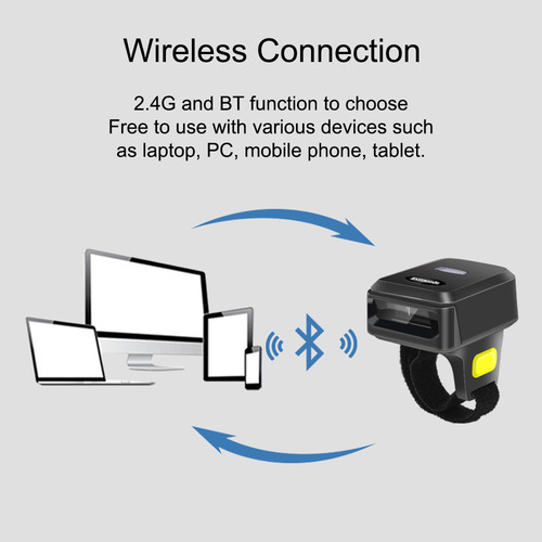 Lector Códigos Barras 1d Portátil Anillo Mano Bt+2.4g Inalám