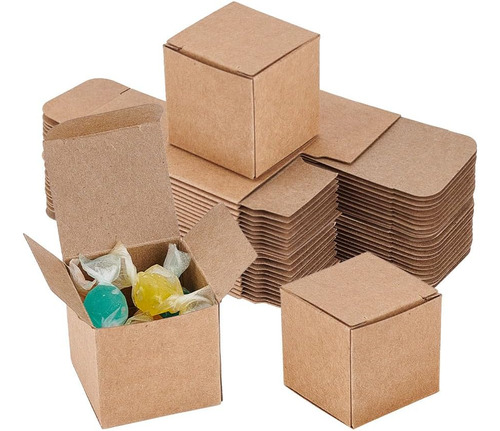 50pcs Cajas De Regalo De Papel Marrón Cajas De Favor D...