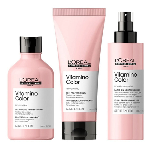 Shampoo + Acondicionador + Spray Loreal Vitamino Color