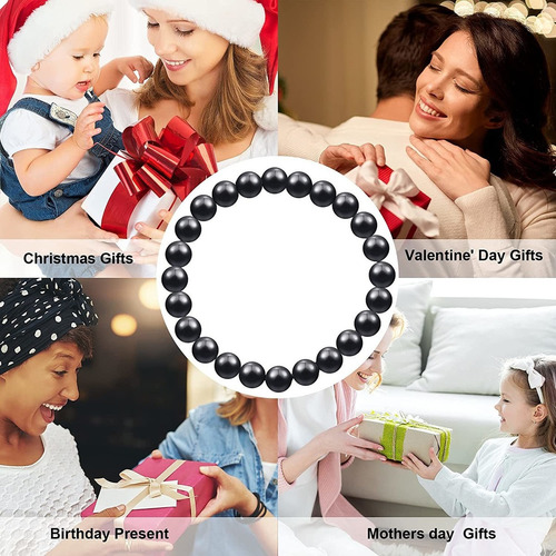 2 Piezas Pulsera Shungit Radiación Protección Emf Pulseras