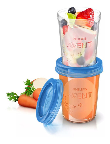 Vaso De Almacenamiento De Comida Philips Avent Scf639/05 X5 Color Celeste