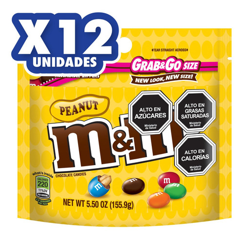 M&m Chocolate Con Leche Y Maní 156g X 12un