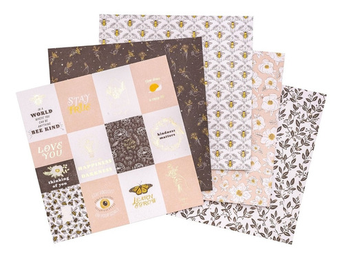 Dcwv Honey Blossoms Card Foil Pack| 12x12 Papel Scrap 36pz