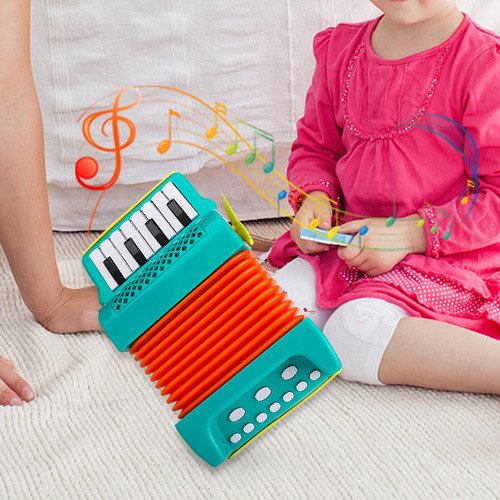 Acordeón De Piano Bajo De 10 Teclas Y 8 Instrumentos Verde