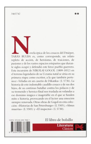 Tarás Bulba (El libro de bolsillo - Literatura), de Gogol, Nikolai. Alianza Editorial, tapa pasta blanda, edición en español, 2010