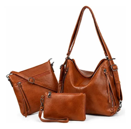 3 Peças Bolsa Transversal Feminina Mochila De Mão Carterira