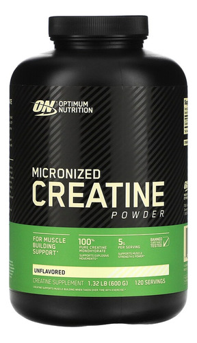 Suplemento en polvo Optimum Nutrition  Powder Micronized Creatine creatina monohidratada en bote de 600mL 120 un