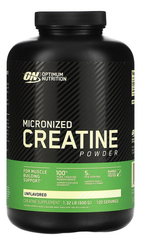 Creatina Monohidratada Micronizada 600g Sin sabor Optimum Nutrition