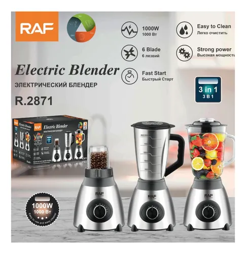 Licuadora 3 En 1 Para Jugos Y Moledor De Cafe Raf 1000w