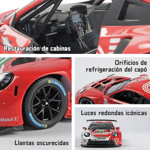 Vehículo De Carreras Burago 1/24 Porsche 911 Rsr Lm 2020 Fun