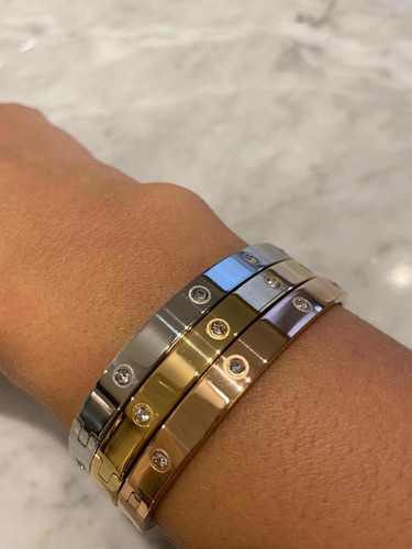 Imagen 2 de 4 de Pulsera Esclava Mujer Brazalete Acero Corazon Plateada