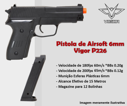 Arma Airsoft Barato Vigor 6mm Kit 3un + 3 Bolinhas + 3 Óleos